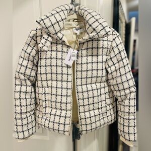 NEW W/ TAGS! Jason Wu Women's Ivory Black Tweed Puffer Coat, X-Small, MSRP $395🤍
